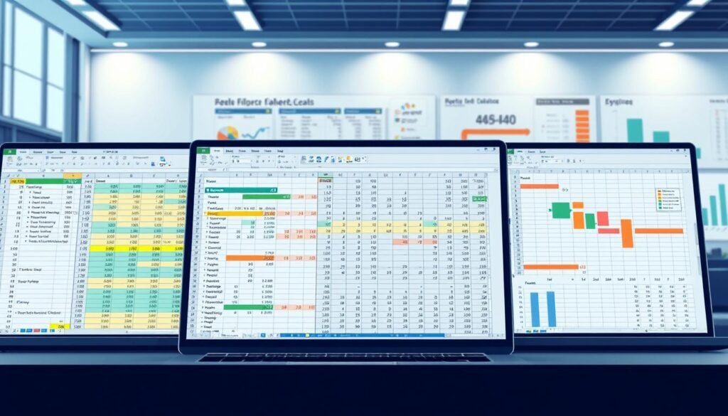 Excel interface with worksheets and cells