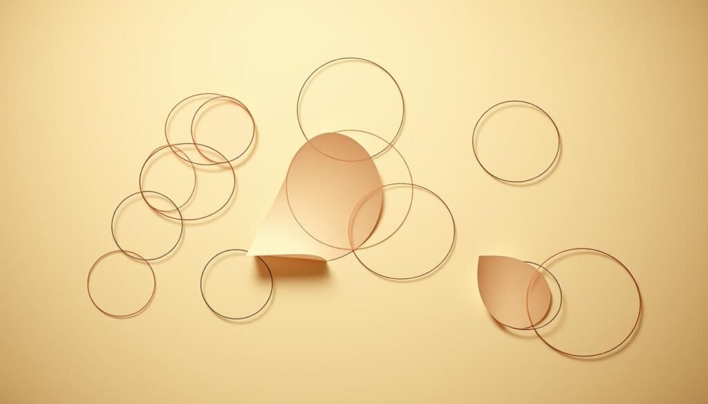 A thoughtful arrangement of Venn diagrams against a clean, minimalist backdrop. Diagrams in varying sizes and overlapping patterns, depicting the interplay of ideas and the nuances of critical thinking. Muted, earthy tones create a sense of contemplation, while strategic lighting casts subtle shadows to accentuate the dimensional qualities. The composition conveys a balance of simplicity and complexity, mirroring the versatility of Venn diagrams as visual tools for deconstructing and understanding arguments.
