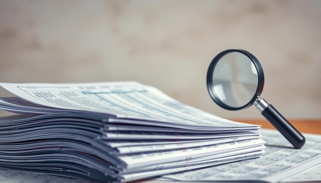A meticulously crafted paper pattern analysis for UGC NET exam preparation. In the foreground, a stack of past year question papers, their pages filled with intricate patterns and annotations. In the middle ground, a magnifying glass hovers, highlighting key insights and trends. The background features a muted, neutral palette, drawing the viewer's focus to the analytical tools and examination materials. Soft, diffused lighting casts a contemplative mood, as if inviting the viewer to delve deeper into the intricacies of the National Eligibility Test. High-resolution, detailed, photorealistic.